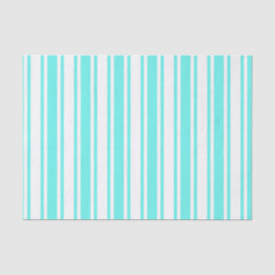 Papel De Seda Rayas de caramelo blanco y turquesa