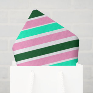 Papel De Seda Rayas de caramelo de Navidad rosadas y verdes
