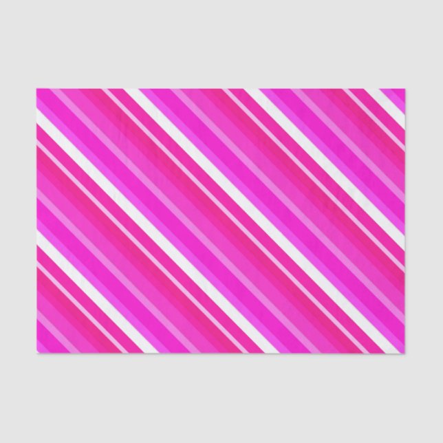 Papel De Seda Rayas de caramelo en capas - rosa y fucsia (Anverso)