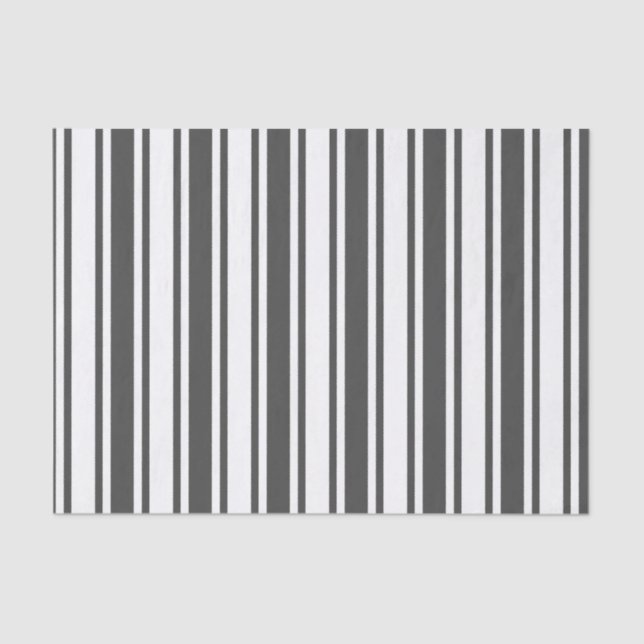 Papel De Seda Rayas de caramelo gris y blanco (Anverso)