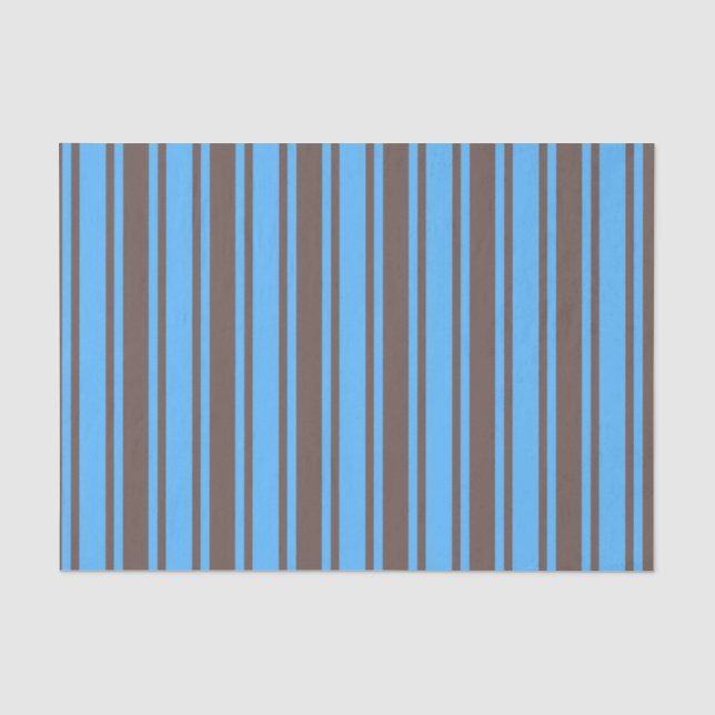 Papel De Seda Rayas de caramelo marrón y azul (Anverso)