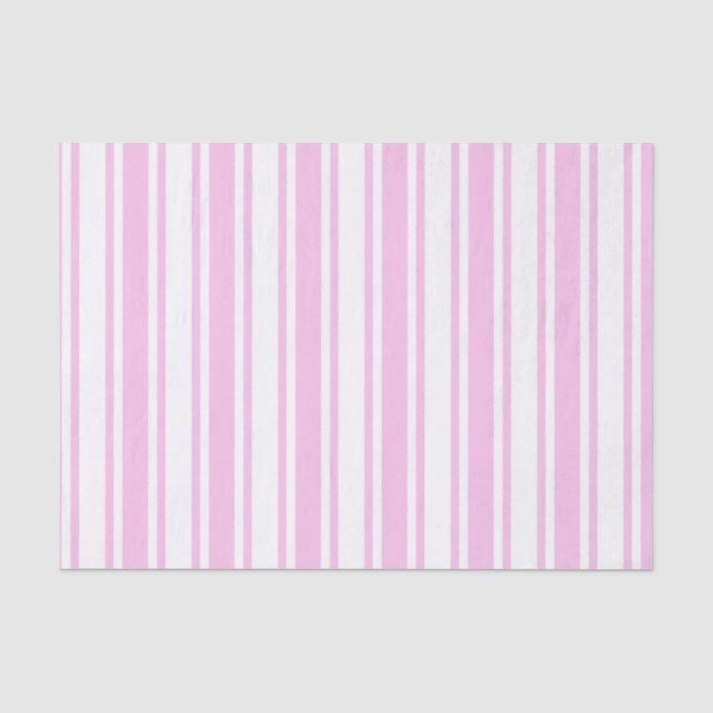 Papel De Seda Rayas de caramelo rosa claro y blanco (Anverso)