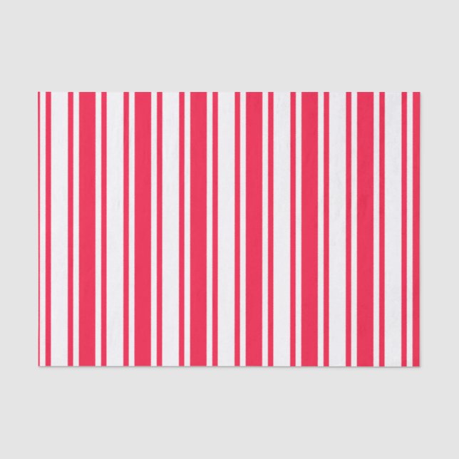 Papel De Seda Rayas de caramelos rojas y blancas (Anverso)