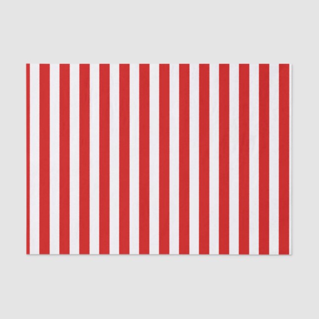 Papel De Seda Rayas de caramelos rojas y blancas (Anverso)