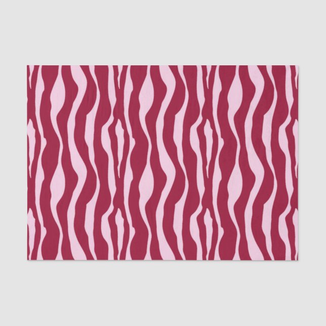 Papel De Seda Rayas de cebra - Borgoña y rosa (Anverso)