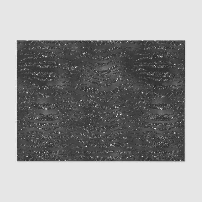 Papel De Seda Rayas de cebra con brillo falso negro (Anverso)