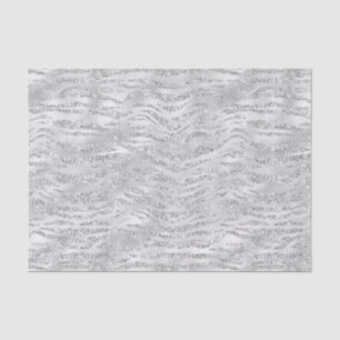 Papel De Seda Rayas de cebra con brillo gris plateado falso