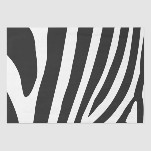 Papel De Seda Rayas de cebra en blanco y negro (Anverso)