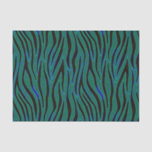 Papel De Seda Rayas de cebra en estampado safari negro y verde