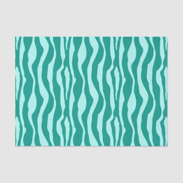 Papel De Seda Rayas de cebra - Turquesa y Aqua (Anverso)