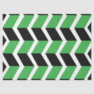 Papel De Seda Rayas de Chevron Verde Negro