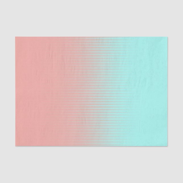 Papel De Seda Rayas de Coral y Turquesa Pastel (Anverso)