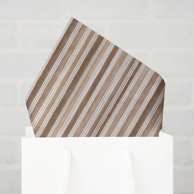 Papel De Seda Rayas de Crema Marrón Cumpleaños (Bolsa de regalo)