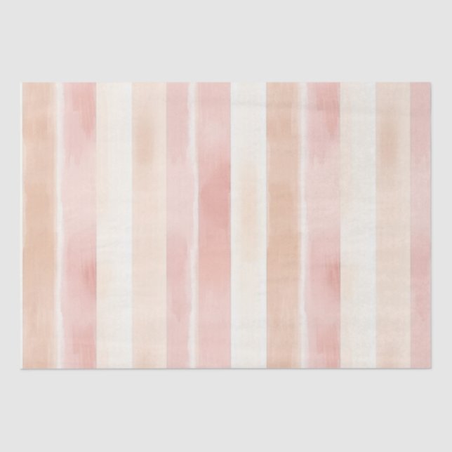 Papel De Seda Rayas de crema rosa melocotón bonito  (Anverso)
