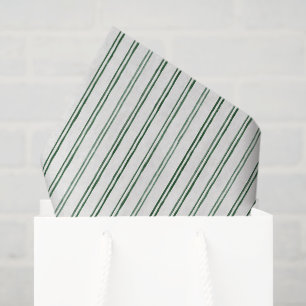 Papel De Seda Rayas de Crema Verdes de Navidad