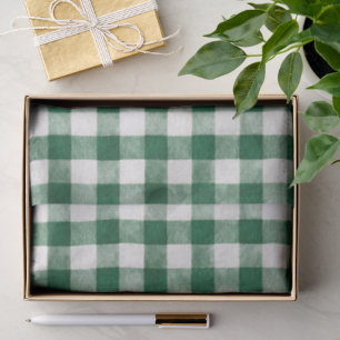 Papel De Seda Rayas de Cuadro Verde de Navidad