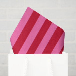 Papel De Seda Rayas de menta rosa y rojo