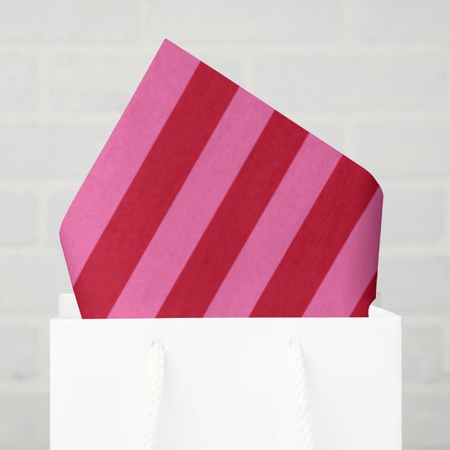 Papel De Seda Rayas de menta rosa y rojo (Bolsa de regalo)