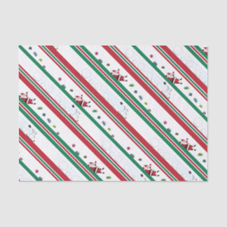 Papel De Seda Rayas de Navidad de Santa y el Muñeco de Nieve