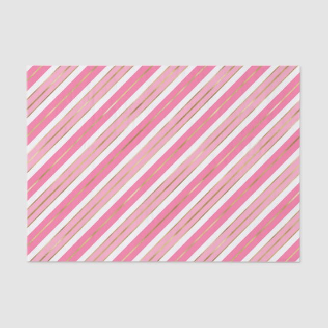 Papel De Seda Rayas de Navidad rosadas y plateadas con estilo (Anverso)