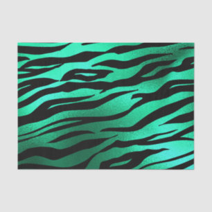 Papel De Seda Rayas de tigre negro verde esmeralda Animales salv