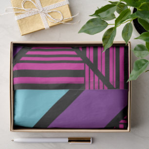 Papel De Seda Rayas de Triángulo - Rosa, Morado, Azul y Negro