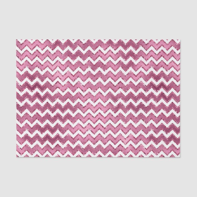 Papel De Seda Rayas de zigzag blanco rosado (Anverso)