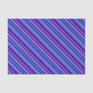 Papel De Seda Rayas diagonales en azul y púrpura