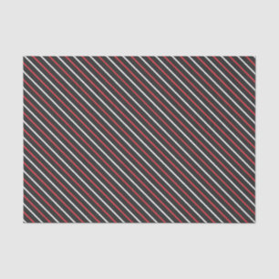 Papel De Seda Rayas diagonales grises, rojas y blancas