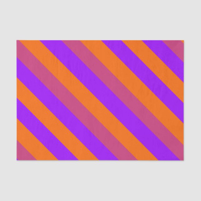 Papel De Seda Rayas diagonales púrpura, Naranja y rosa (Anverso)