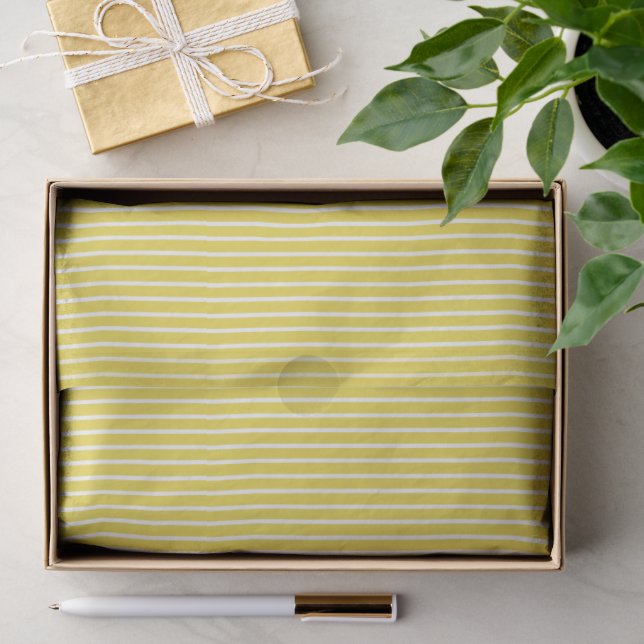 Papel De Seda Rayas Elegantes Blanco - Amarillo Dorado (Regalo )