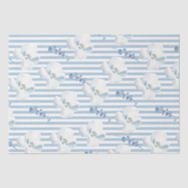 Papel De Seda Rayas Eucaliptus Florales Blancas