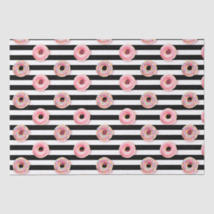 Papel De Seda Rayas femeninas del blanco del negro del rosa del