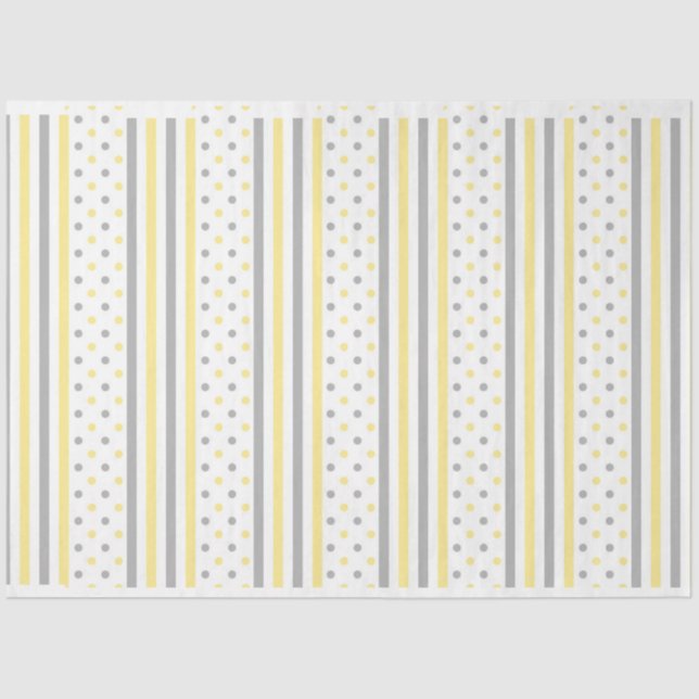 Papel De Seda Rayas grises amarillas modernas (Anverso)