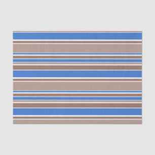 Papel De Seda Rayas marrones y azules
