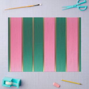 Papel De Seda Rayas modernas rosadas y verdes impresionantes