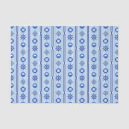 Papel De Seda Rayas náuticas azules con motivos marítimos
