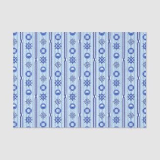 Papel De Seda Rayas náuticas azules con motivos marítimos