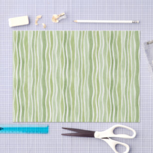 Papel De Seda Rayas onduladas de crema verde lima