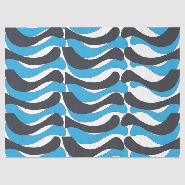 Papel De Seda Rayas onduladas gris azul (Anverso)