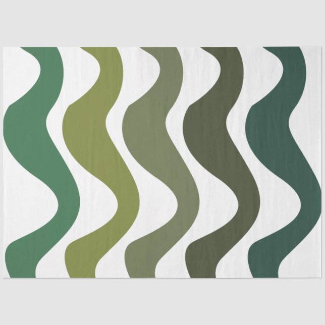 Papel De Seda Rayas Onduladas Verdes (Anverso)