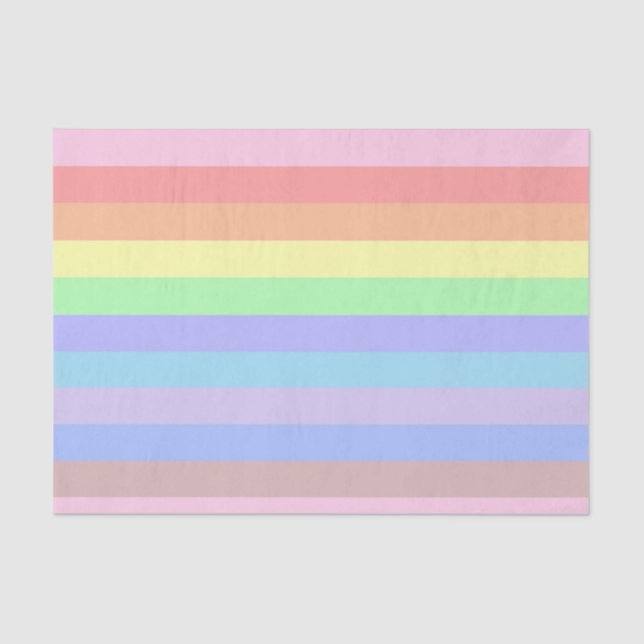 Papel De Seda Rayas Pastel Arcoiris (Anverso)