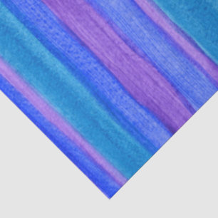 Papel De Seda Rayas pintadas: Violeta, azul, turquesa