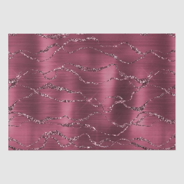 Papel De Seda Rayas Purpurinas Glitzy Rojas de Borgoña (Anverso)