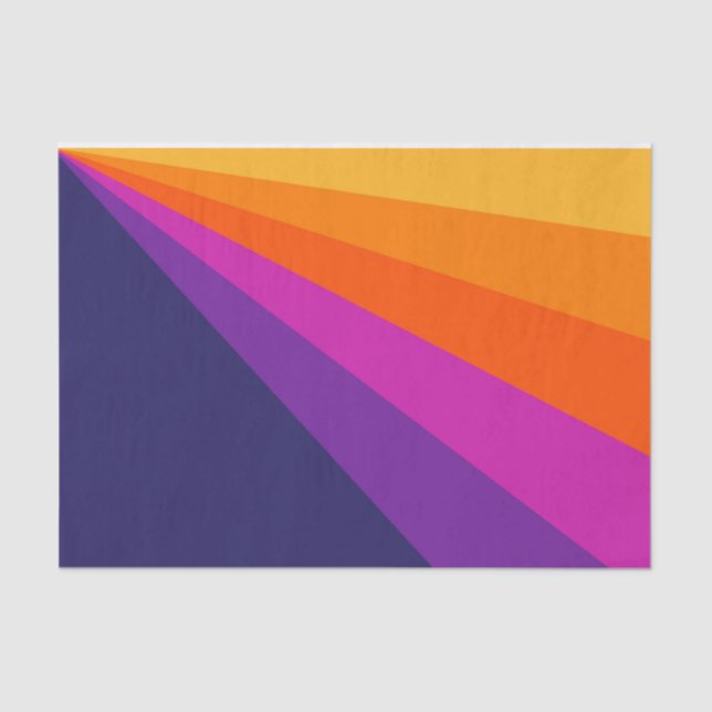 Papel De Seda Rayas retro diagonales púrpura y naranja (Anverso)