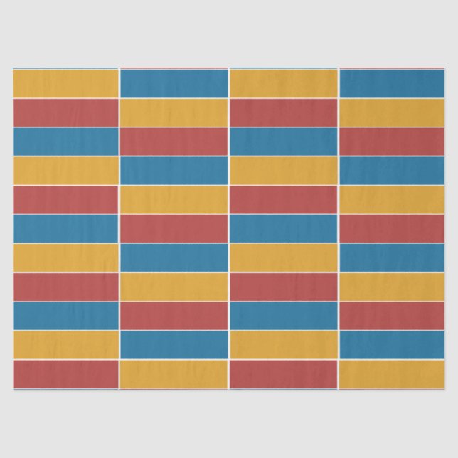 Papel De Seda Rayas Rojas Azules Amarillas (Anverso)