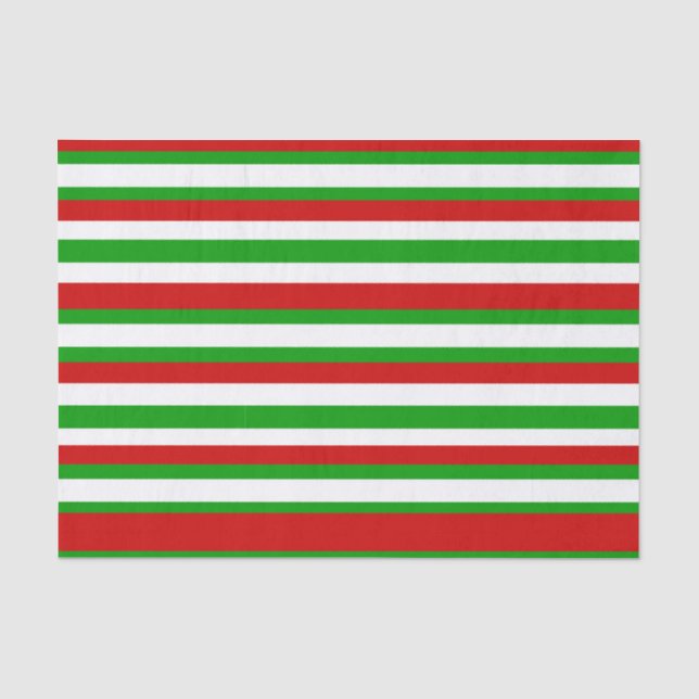 Papel De Seda Rayas rojas, blancas y verdes (Anverso)