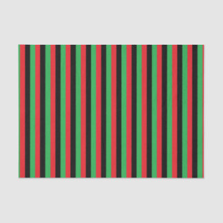 Papel De Seda Rayas rojas, negras y verdes verticales