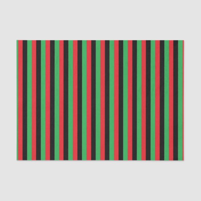 Papel De Seda Rayas rojas, negras y verdes verticales (Anverso)