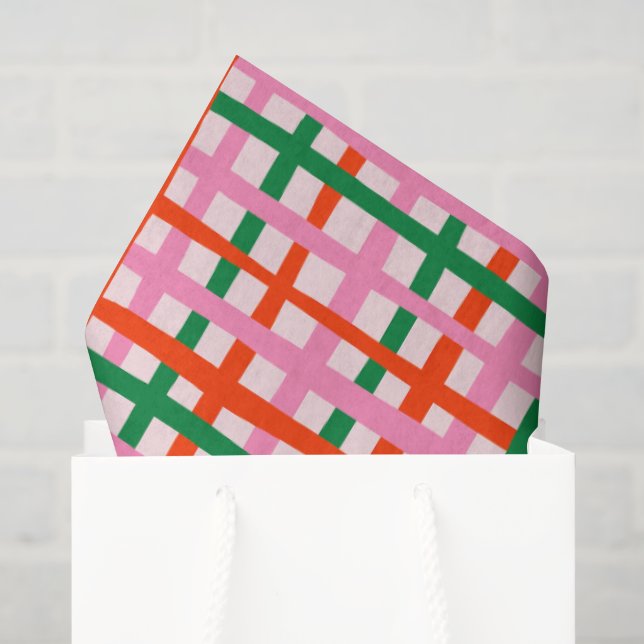 Papel De Seda Rayas Rojas Rosadas Verdes (Bolsa de regalo)